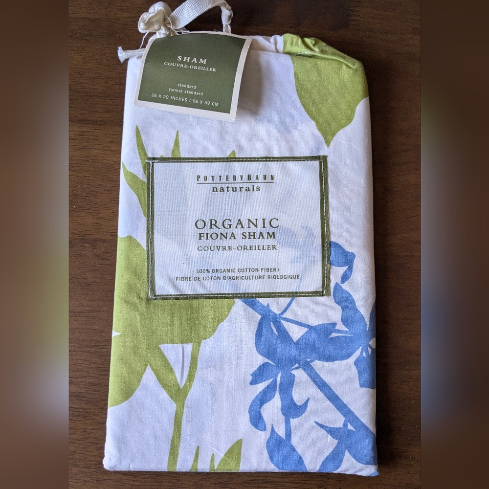 NWT Pottery Barn Naturals Standard 26"x20" Organic Cotton Fiona‎ Pillow Sham